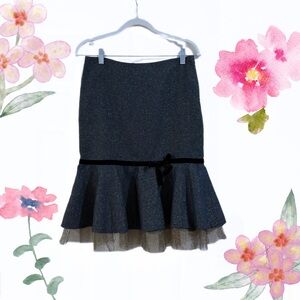 Betsey Johnson New York - Black Sparkle High-Low Flounce Skirt - Vintage